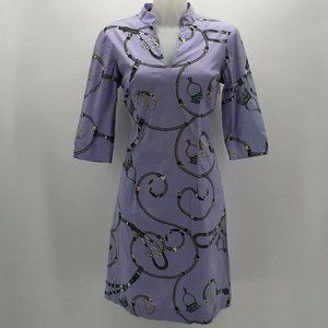 J Mclaughlin Purple Print Long Sleeve Dress Size 2